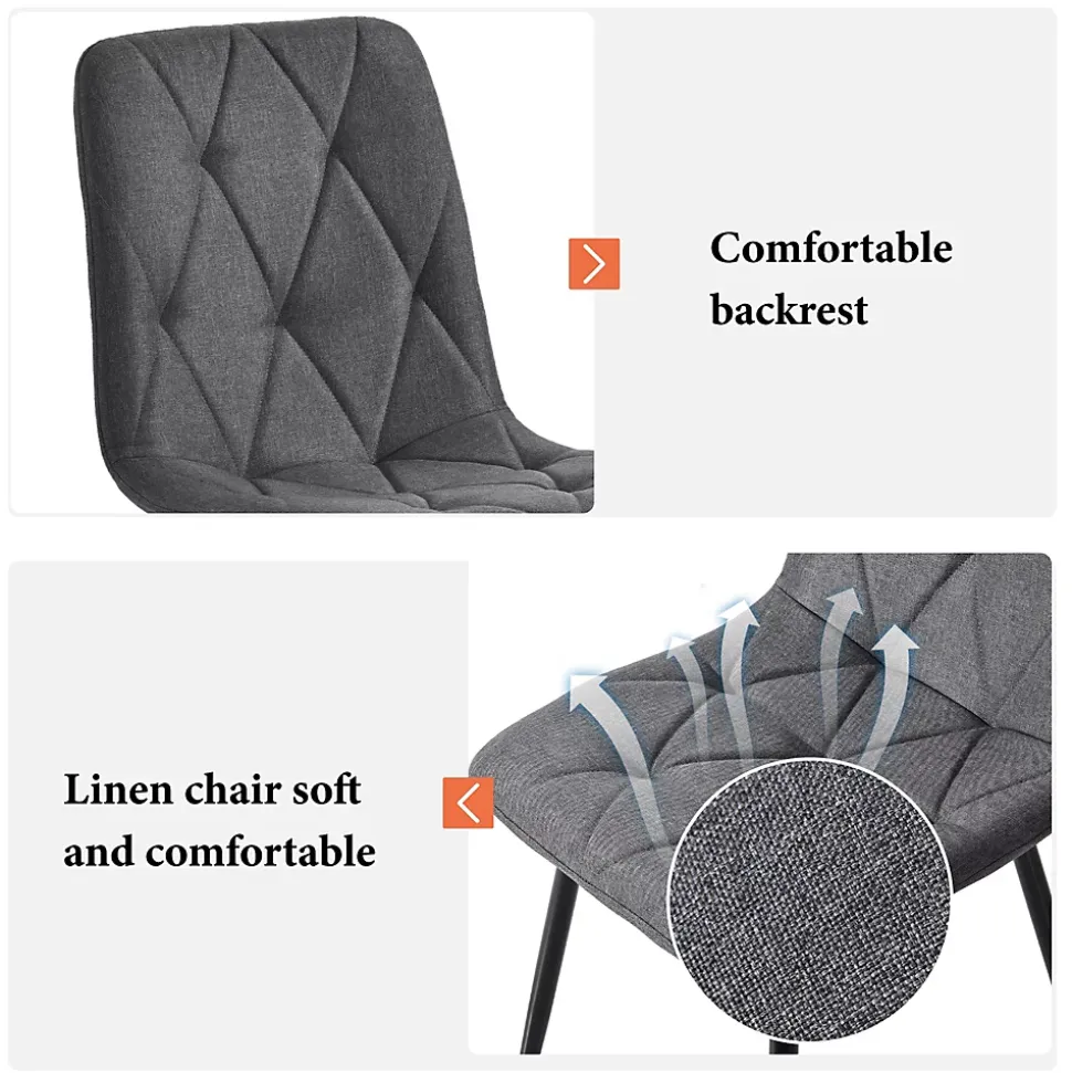 Ensemble Table et Chaises - Table Rectangulaire et Chaises Lin, Pieds Métal Doré, MDF Salle à Manger, 117x68x75 cm, Gris