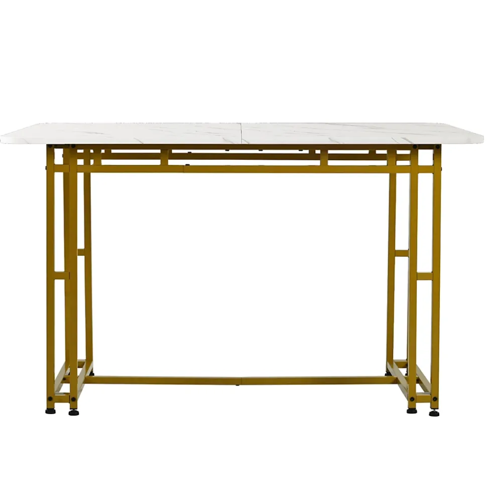 Ensemble table et chaises 120x70x75 cm 4 chaises, table rectangulaire pieds métal doré, chaises velours gris