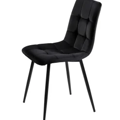 Ensemble table et chaises extensible 140x80x75,5 cm avec 8 chaises en velours et structure métal, style moderne