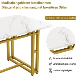 Ensemble Table et Chaises, Table Rectangulaire en MDF avec 4 Chaises en Velours, Style Moderne, Blanc et Vert Foncé, 120x70 cm