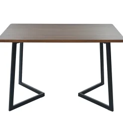 Ensemble table et chaises 117x68x75 cm avec 4 chaises en velours, plateau MDF noyer et pieds métal