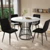 Ensemble table et chaises 100x75 cm table ronde plateau MDF marbré avec 4 chaises velours et structure métal