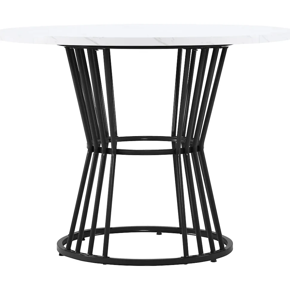 Ensemble table et chaises 100x75 cm table ronde plateau MDF marbré avec 4 chaises velours et structure métal
