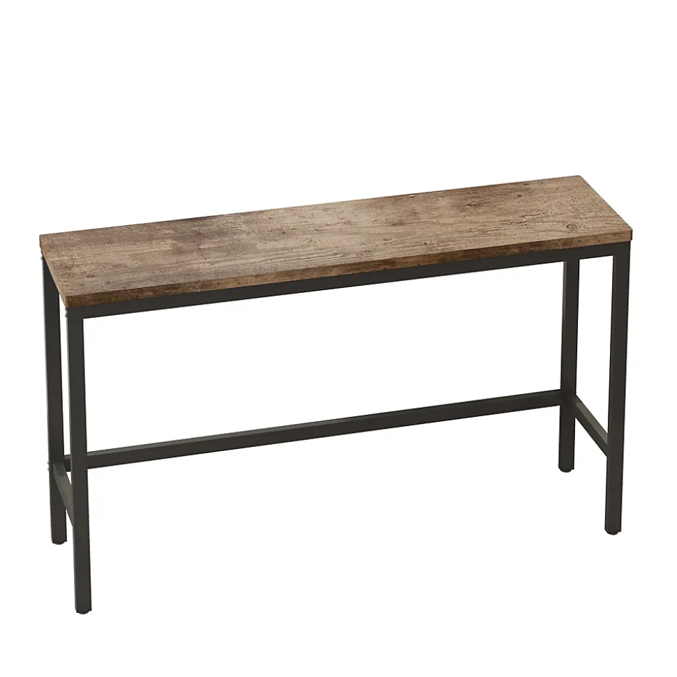 Ensemble table et chaises 148x40x90 cm longue avec 3 tabourets MDF, structure métal, finition naturelle