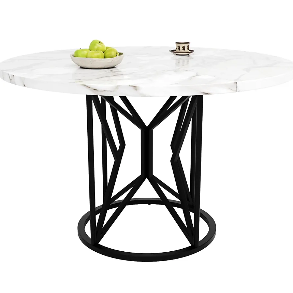 Ensemble table et chaises 100x100x76 cm avec 4 chaises velours, table carrée MDF effet marbre et pieds métal