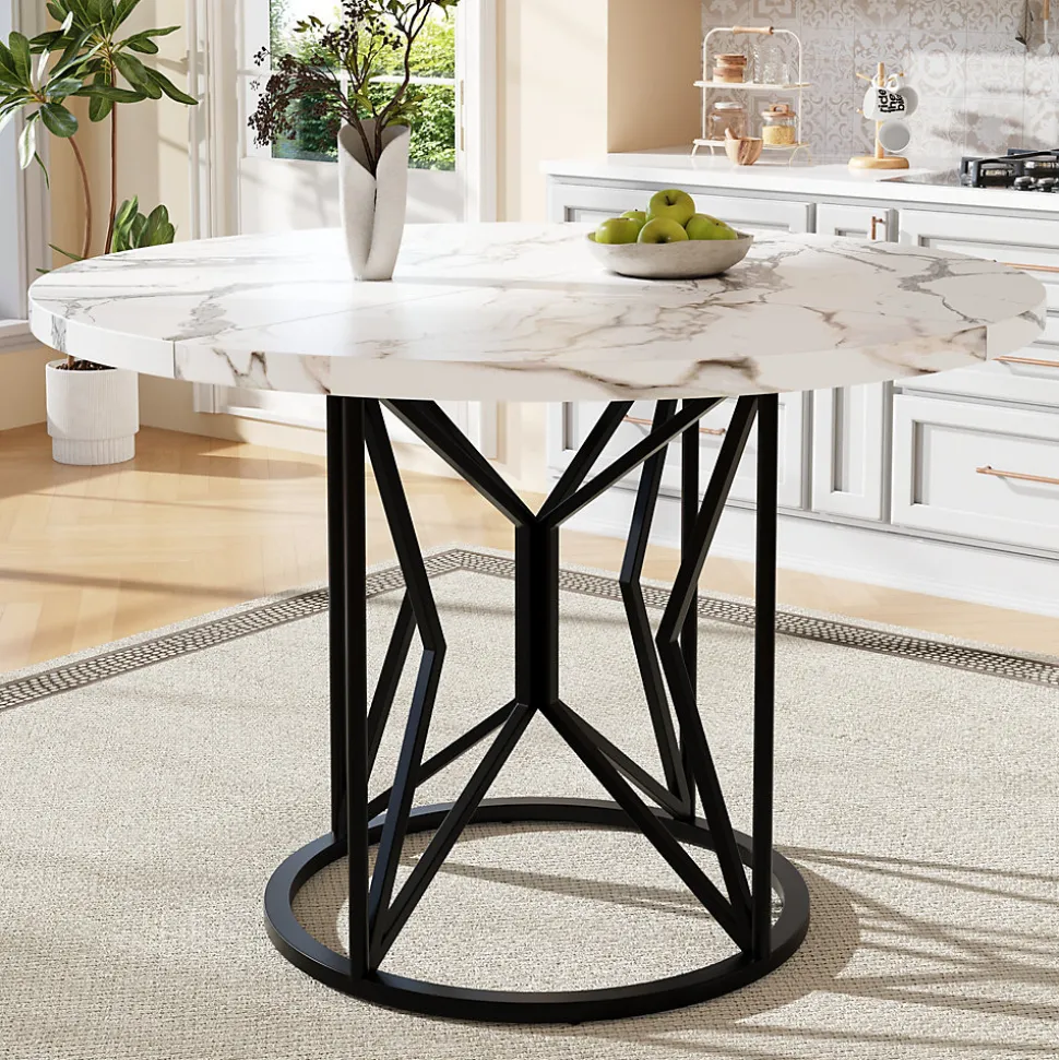 Ensemble table et chaises 100x100x76 cm avec 4 chaises velours, table carrée MDF effet marbre et pieds métal