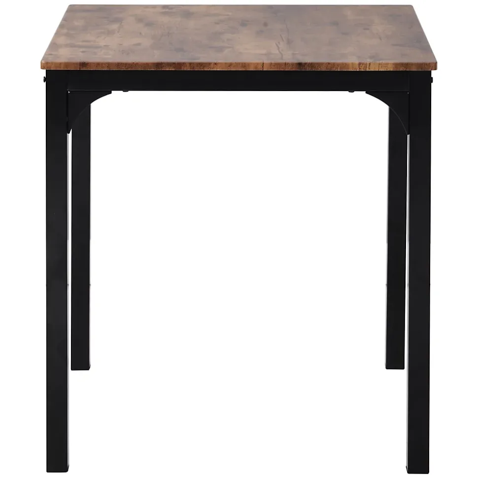 Ensemble table et chaises 70x70x75 cm avec 2 chaises, table carrée structure métal, plateau MDF-PVC marron