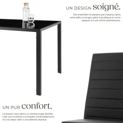 Ensemble table et chaises de salle à manger 7 pièces en Acier noir