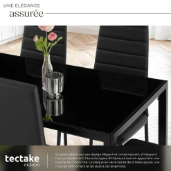 Ensemble table et chaises de salle à manger 7 pièces en Acier noir