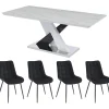 Ensemble table EVAELA + 4 chaises OLLUA - Blanc et noir