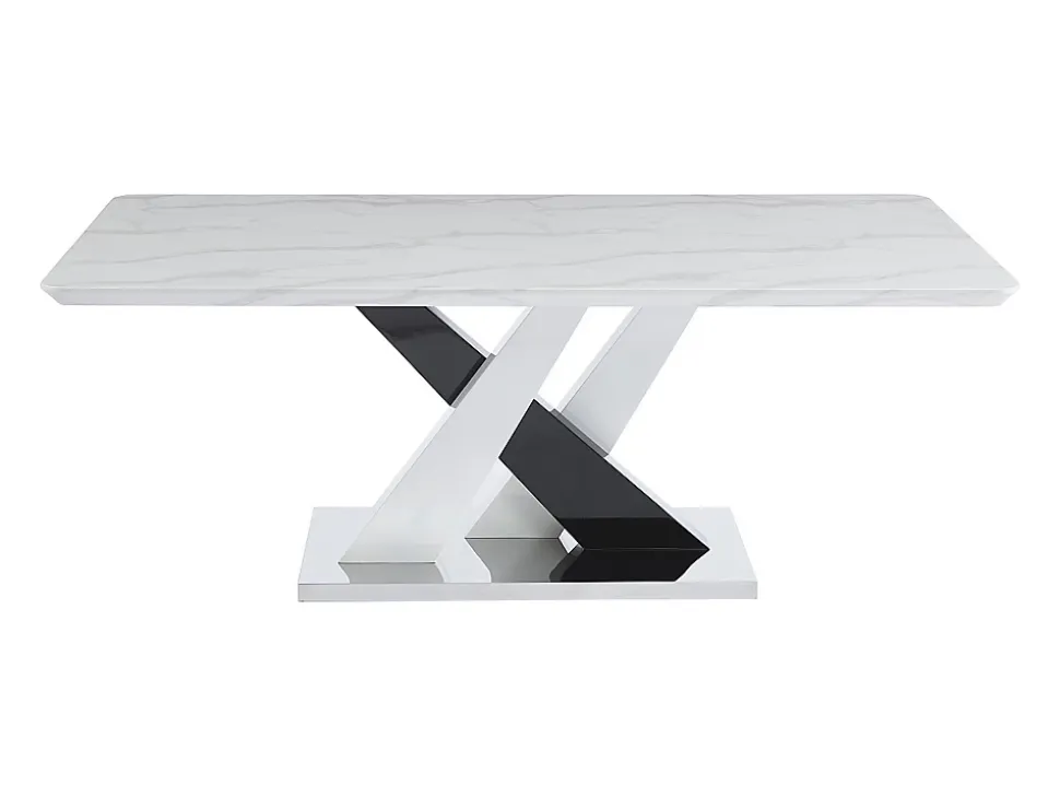 Ensemble table EVAELA + 4 chaises OLLUA - Blanc et noir