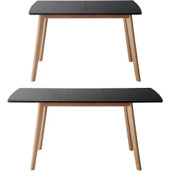 Ensemble table extensible 120/160cm HELGA et 6 chaises NORA noir - HAPPY GARDEN