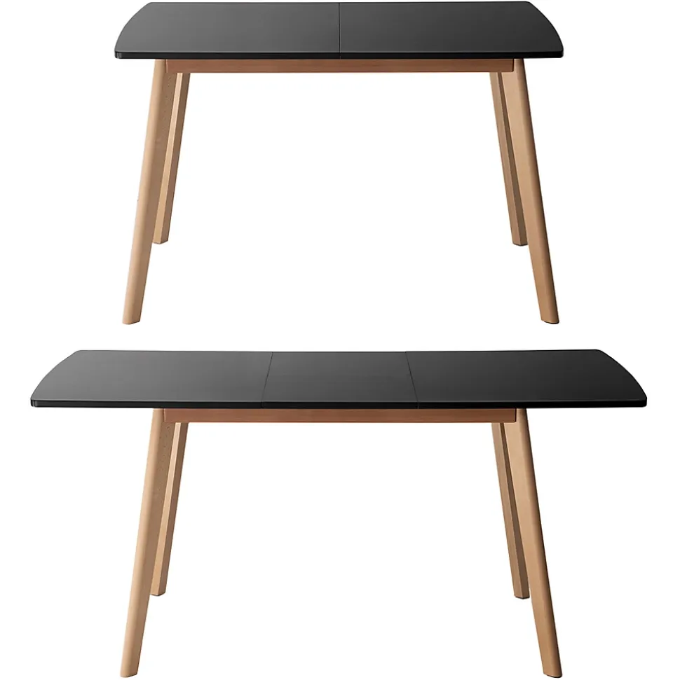 Ensemble table extensible 120/160cm HELGA et 6 chaises NORA noir - HAPPY GARDEN