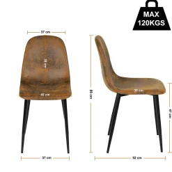 Ensemble table extensible noir effet bois 120-160 et 4 chaises style scandinave retro
