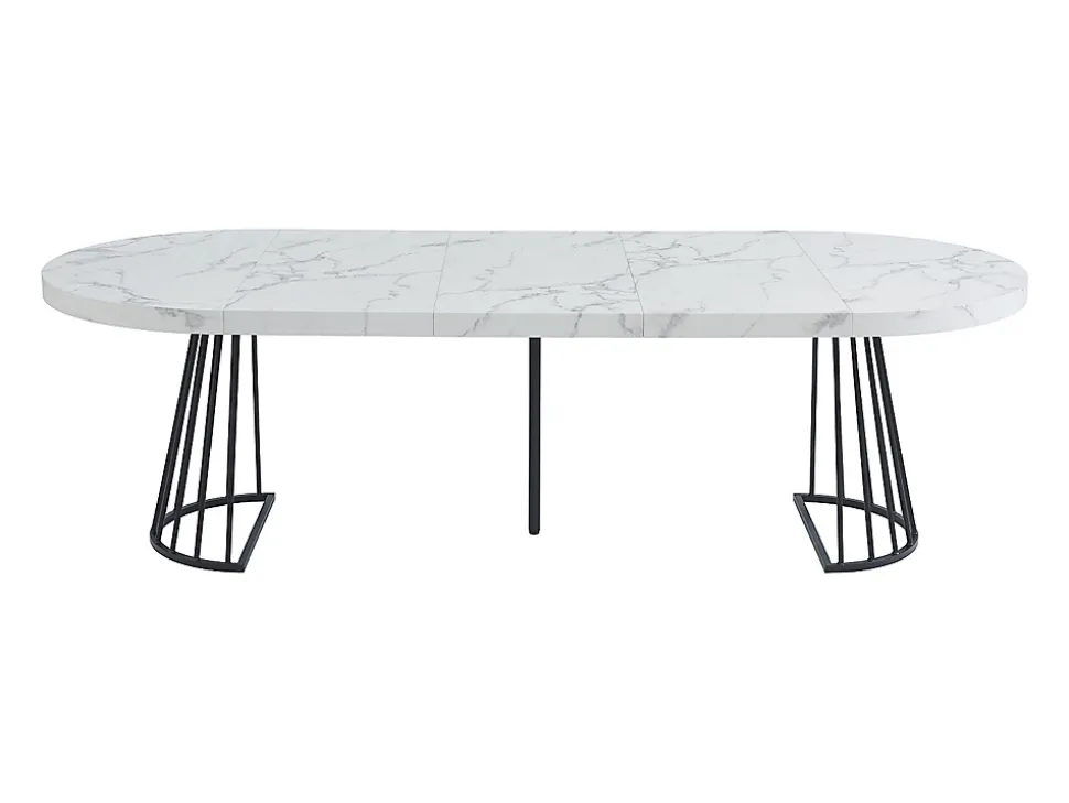 Ensemble table FIRELA + 4 chaises GULSUN - Effet marbre blanc et beige