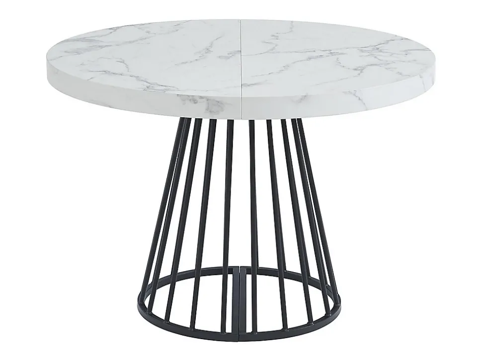 Ensemble table FIRELA + 4 chaises GULSUN - Effet marbre blanc et beige
