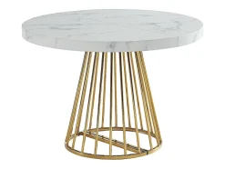 Ensemble table FIRELA + 4 chaises KADIJA - Effet marbre blanc et beige