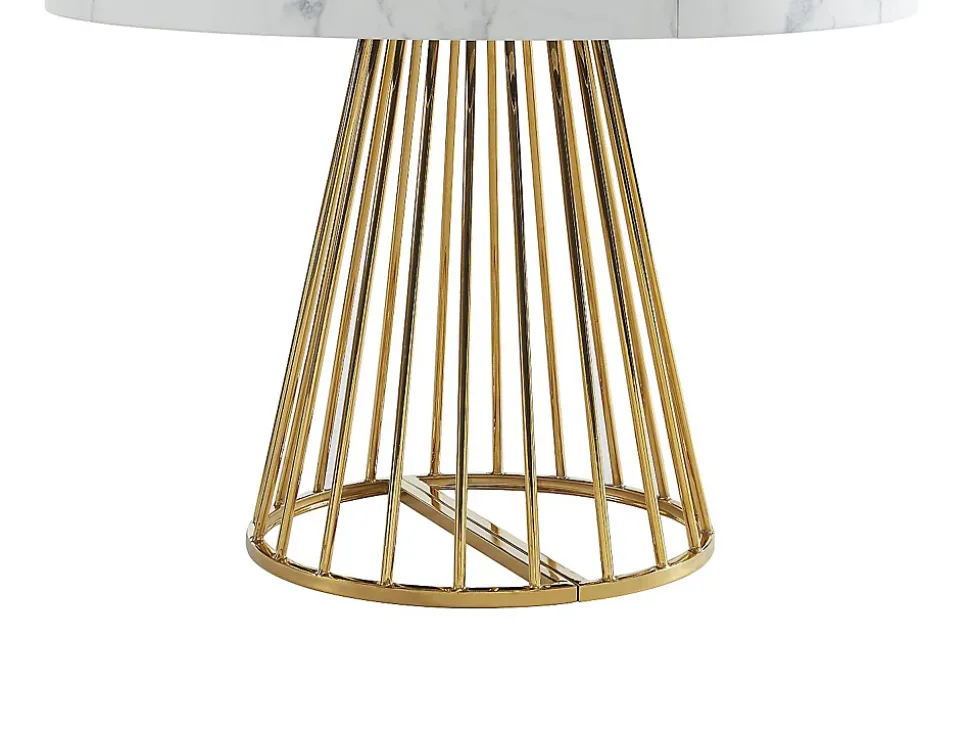 Ensemble table FIRELA + 4 chaises KADIJA - Effet marbre blanc et beige