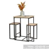 Ensemble table haute avec 2 tabourets DARYL Chene et Métal Noir
