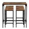 Ensemble table haute de bar DAYTON 100 cm et 4 chaises de bar effet vieilli design industriel