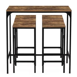 Ensemble table haute de bar DAYTON 100 cm et 4 chaises de bar effet vieilli design industriel