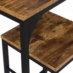 Ensemble table haute de bar DAYTON 95 cm et 2 tabourets effet vieilli design industriel