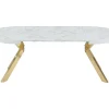 Ensemble table KOMONI + 4 chaises GULSUN - Effet marbre blanc et beige