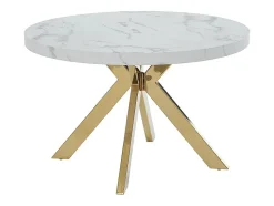 Ensemble table KOMONI + 4 chaises GULSUN - Effet marbre blanc et beige