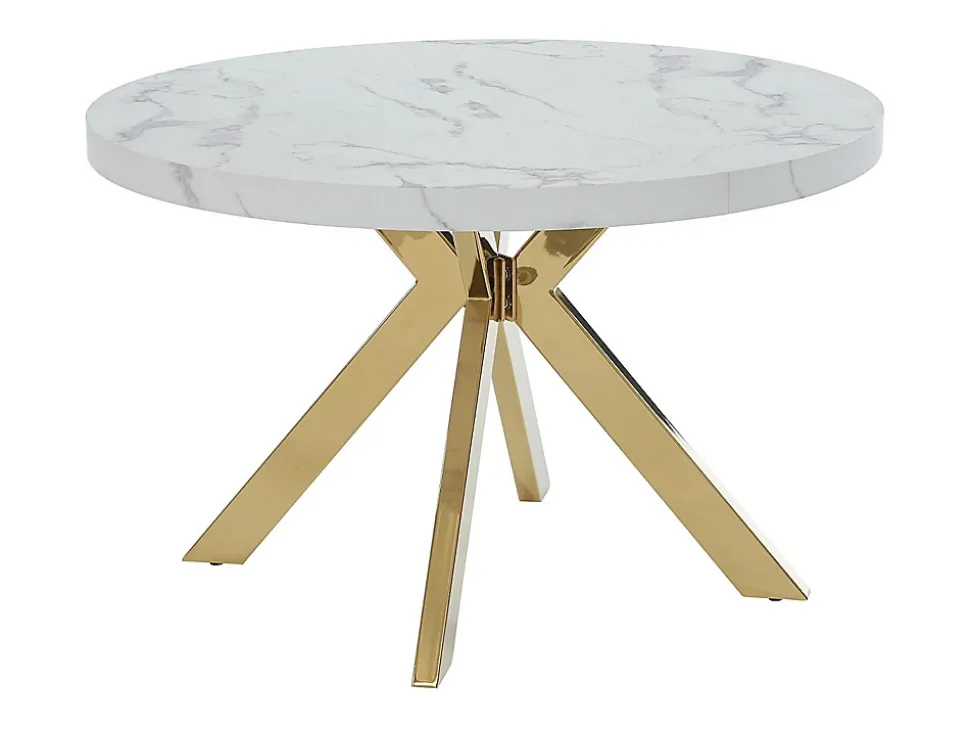 Ensemble table KOMONI + 4 chaises GULSUN - Effet marbre blanc et beige