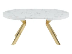 Ensemble table KOMONI + 4 chaises GULSUN - Effet marbre blanc et beige