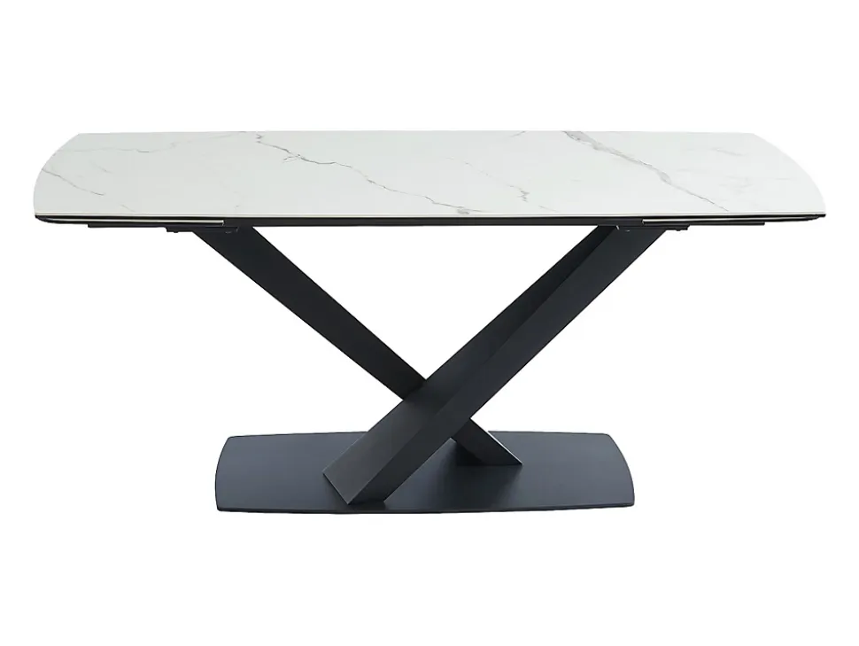 Ensemble table MALATA + 4 chaises HEKA - Effet marbre blanc et beige