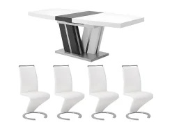 Ensemble table NOAMI + 4 chaises TWIZY - Blanc et gris