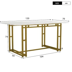 Ensemble Table Rectangulaire 120x70 cm et 4 Chaises en Velours Gris Foncé - Dossier Rembourré, MDF Blanche, Pieds Dorés