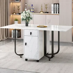 Ensemble Table Rectangulaire Pliante et 4 Chaises en Velours Noir - Dossier Rembourré, MDF et Pieds Noirs