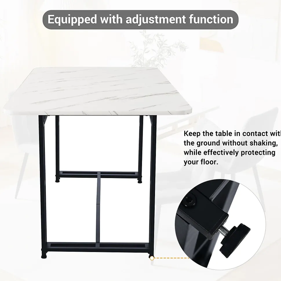 Ensemble Table Rectangulaire 120x70 cm et 4 Chaises en Lin Gris Foncé - Dossier Rembourré, MDF Blanche, Pieds Noirs