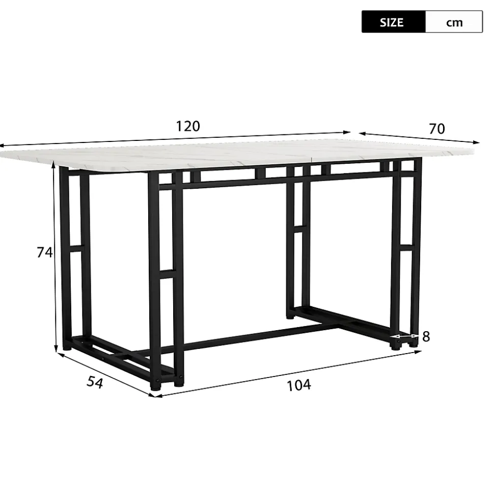 Ensemble Table Rectangulaire 120x70 cm et 4 Chaises en Lin Gris Foncé - Dossier Rembourré, MDF Blanche, Pieds Noirs