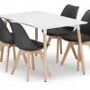 Ensemble table rectangulaire VALORA YURO et 4 chaises RIXK - Blanc et noir