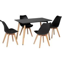 Ensemble table rectangulaire 120cm PIA et 4 chaises NORA noir - HAPPY GARDEN