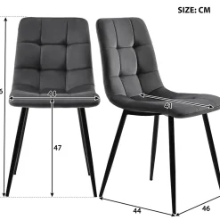 Ensemble Table Rectangulaire Effet Marbre - MDF et 4 Chaises Velours Gris Foncé, Pieds Métal Dorés
