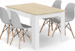 Ensemble table rectangulaire Valora et 4 chaises Sonoma en chêne gris