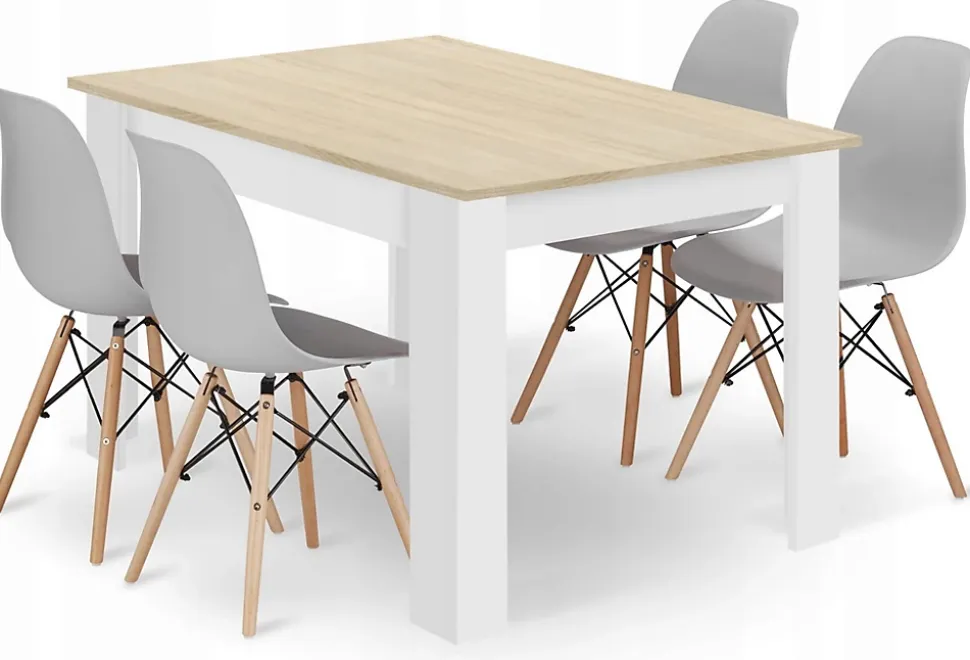 Ensemble table rectangulaire Valora et 4 chaises Sonoma en chêne gris