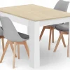 Ensemble table rectangulaire Valora en chêne Sonoma + 4 chaises grises (x4)