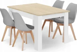 Ensemble table rectangulaire Valora en chêne Sonoma + 4 chaises grises (x4)
