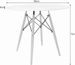 Ensemble table ronde blanche Valora KOVA 90 avec 4 chaises OSAKA