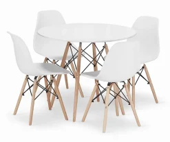Ensemble table ronde blanche Valora KOVA 90 avec 4 chaises OSAKA