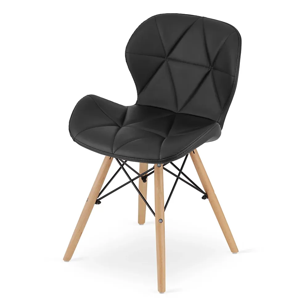Ensemble table ronde blanche VALORA KOVA 80 avec 4 chaises noires WAKO