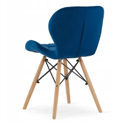 Ensemble table ronde blanche VALORA KOVA avec 4 chaises WAKO bleu marine