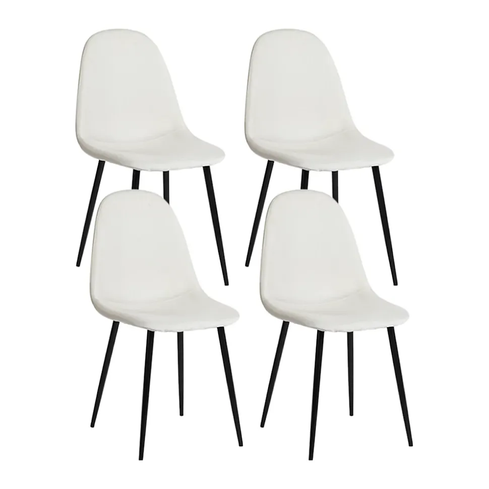 Ensemble table ronde marbre blanc doré avec 4 chaises tissu beige