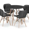 Ensemble table ronde noire VALORA KOVA 80 + 4 chaises noires WAKO