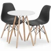 Ensemble table ronde Valora KOVA 60 en MDF blanc + 2 chaises OSAKA noires